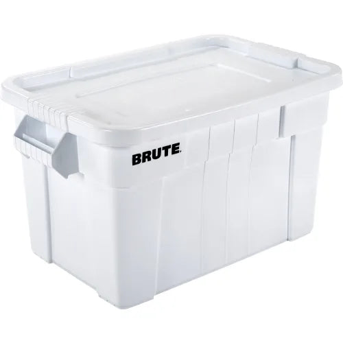 Rubbermaid Brute Tote with Lid, 27-7/8"L x 17-3/8"W x 15-1/8"H, White, NSF CERTIFIED - Pkg Qty 6