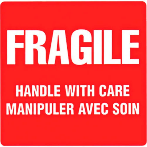 Fragile Handle With Care Shipping Label 4" X 4" Bilingual (500/Rol