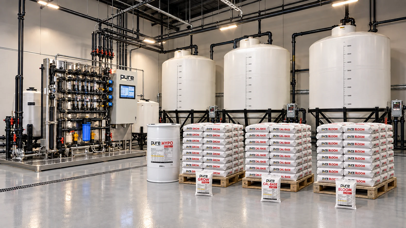Pure Nutrients commercial cannabis fertigation room